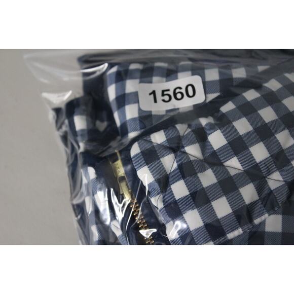 J. Crew Vest Down Puffer Womens Navy White Full Zip Plaid Gingham Feather Medium - Picture 10 of 10